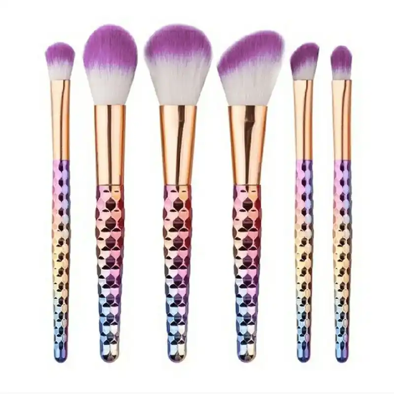 Premiumkvalitet - Makeup brush set, 6 brushes - Rainbow