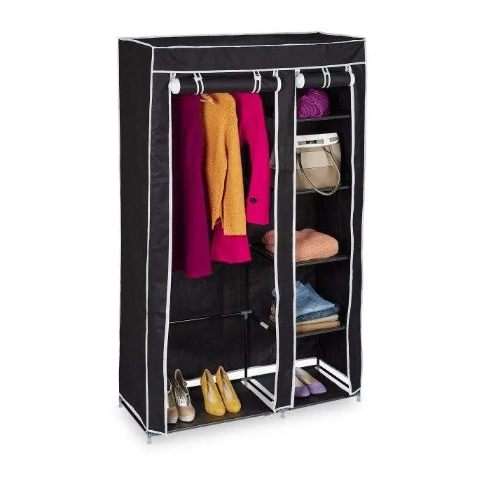 Large fabric wardrobe with clothes rail | Fabrikspris