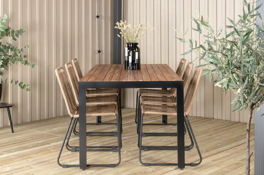 Ensemble de repas rectangulaire en bois , Nature | Fyndpris